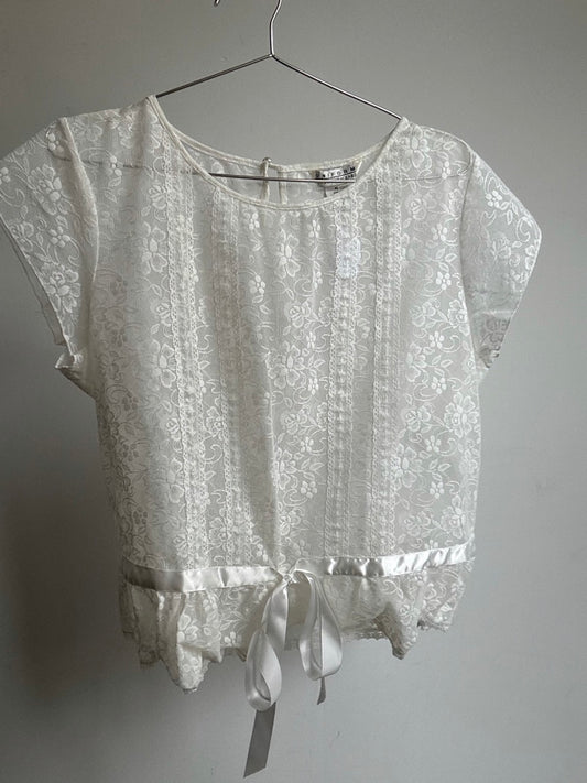 Vintage Ivory Lace Blouse Size XL
