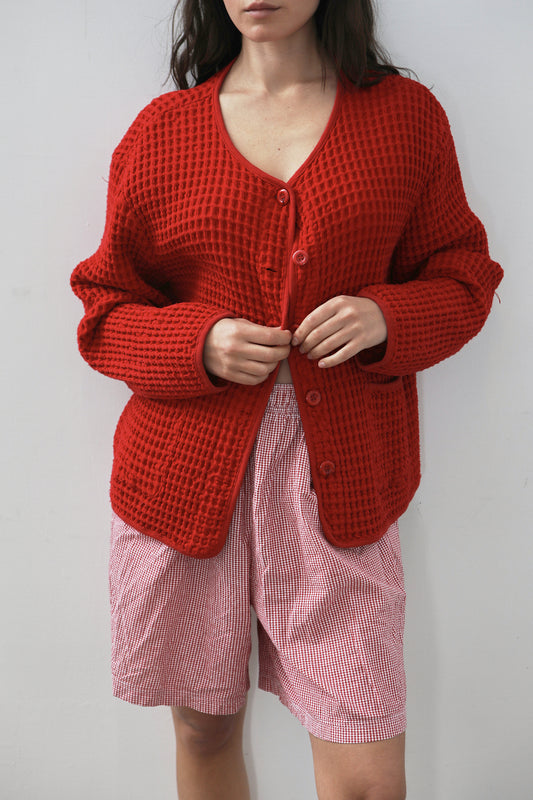 Vintage Red Cotton Textured Sweater Size 6