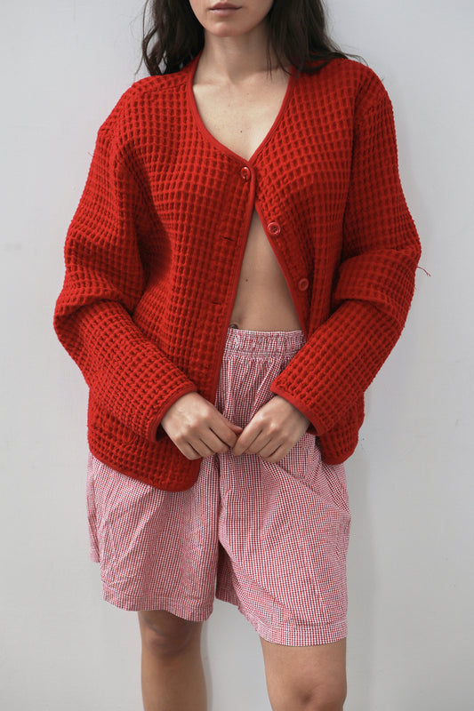 Vintage Red Cotton Textured Sweater Size 6