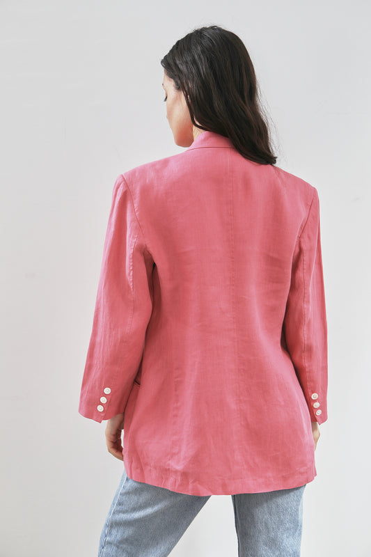 Vintage Pink Ralph Lauren Linen Blazer Size 6