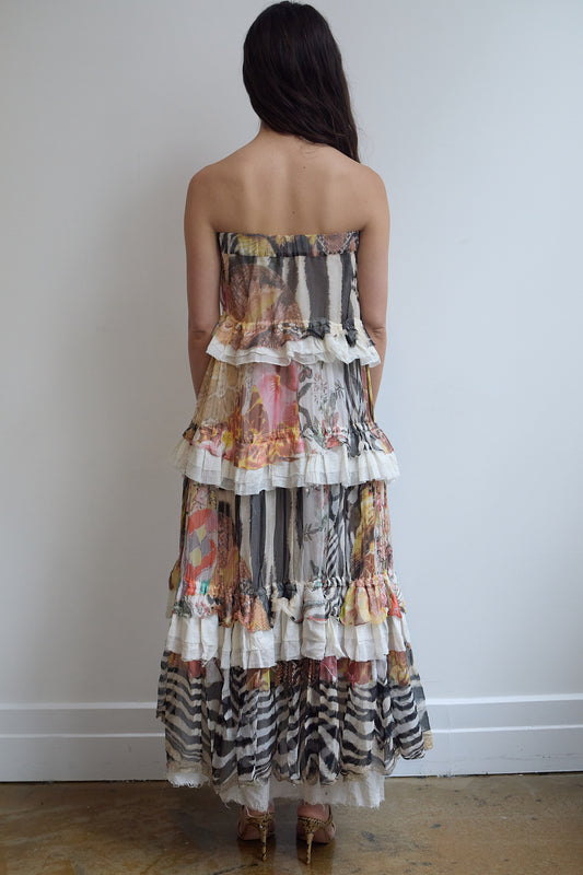 Vintage Roberto Cavalli Layered Multi Pattern Skirt Size 6-8