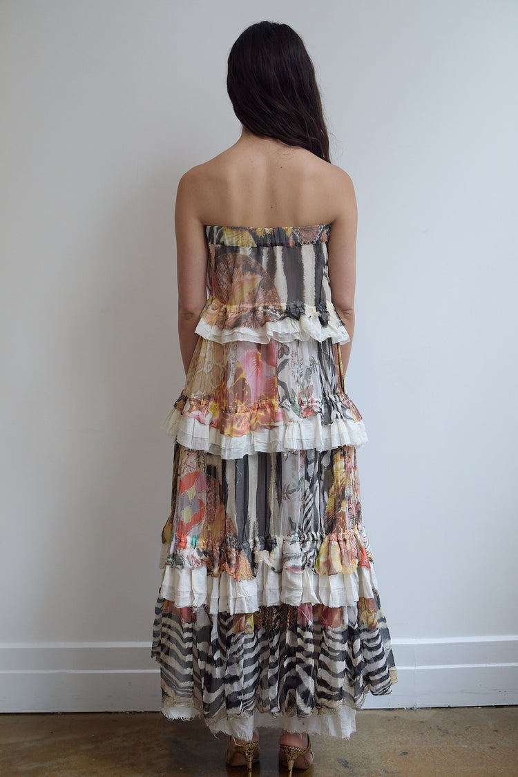 Vintage Roberto Cavalli Layered Multi Pattern Skirt Size 6-8