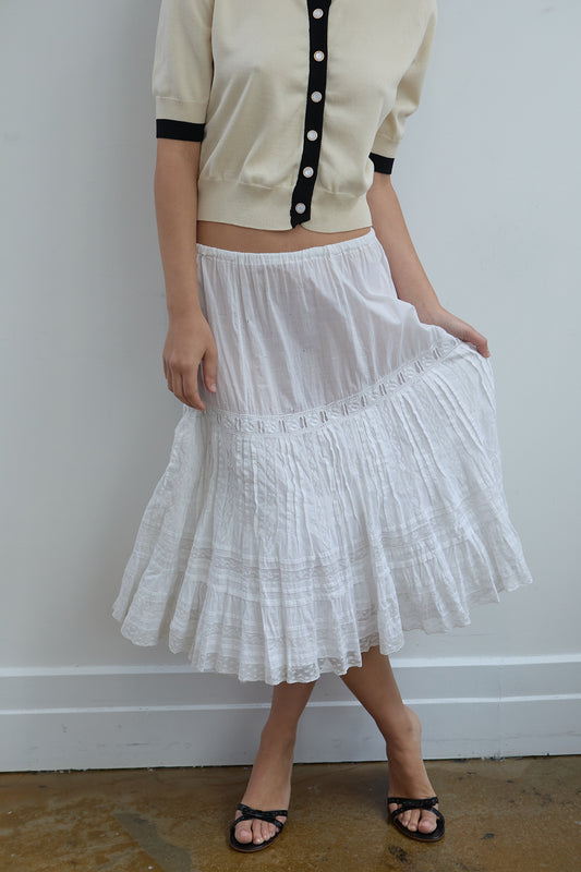 Vintage 50's White Flowy Skirt Size S-M