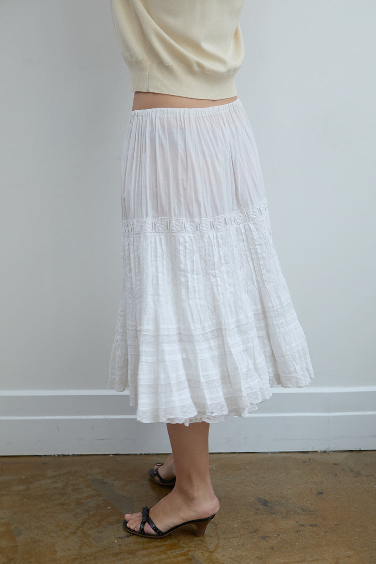 Vintage 50's White Flowy Skirt Size S-M
