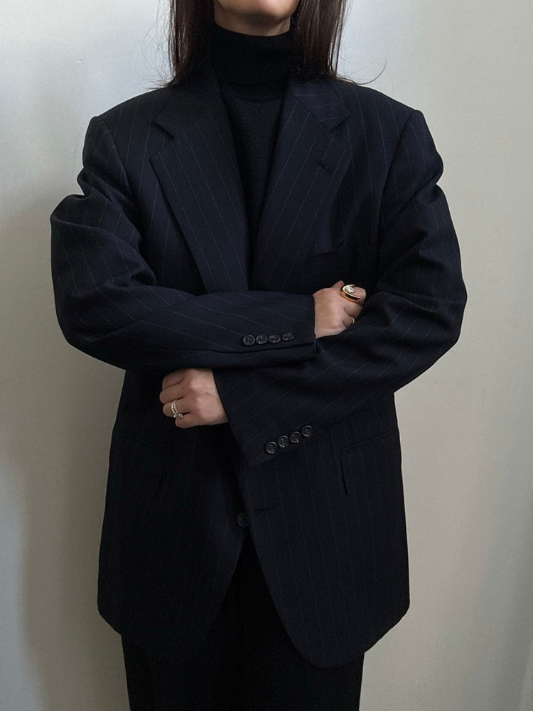 Vintage Ralph Lauren Navy Pinstripe Blazer Size Medium