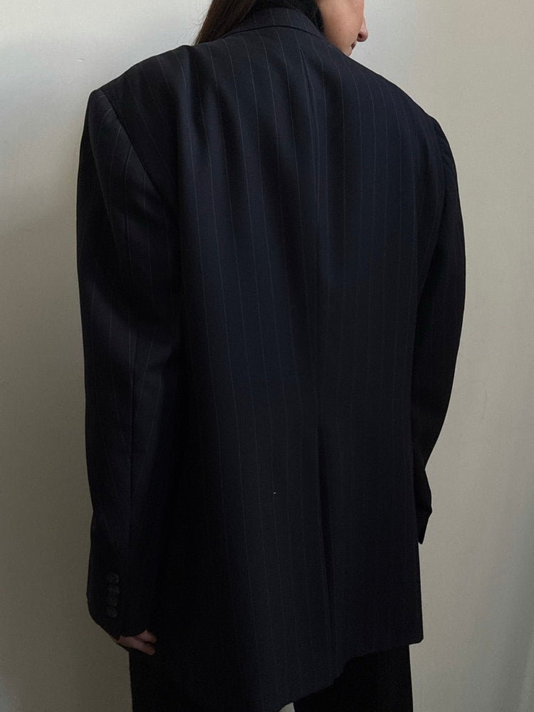 Vintage Ralph Lauren Navy Pinstripe Blazer Size Medium