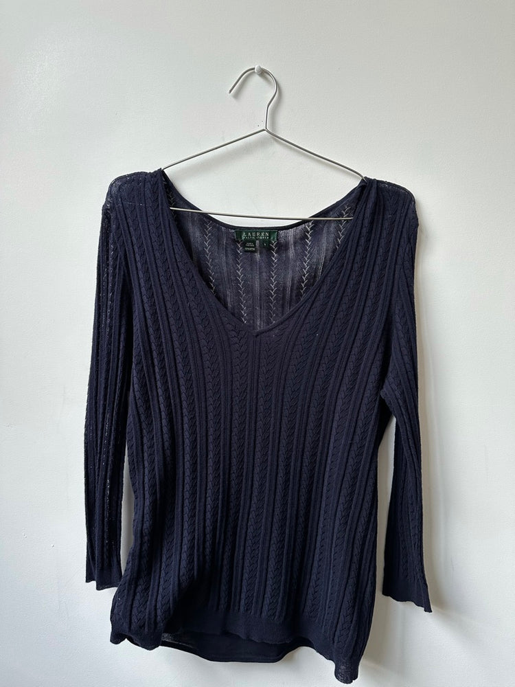 Vintage Navy Ralph Lauren Light Knit Sweater Size Large