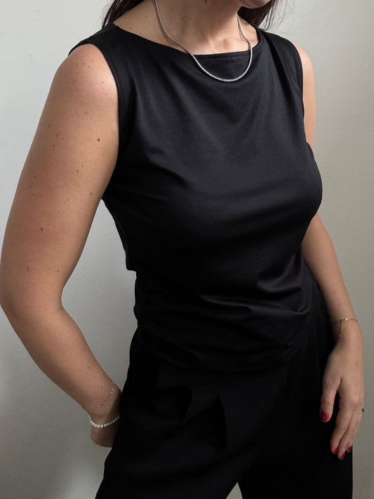 Vintage Black High Neck Tank Top Size Medium