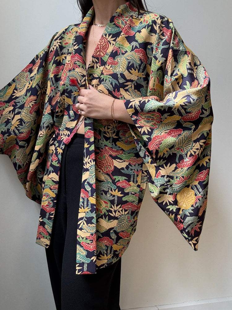 Vintage Silk Kimono One Size in Multicolor