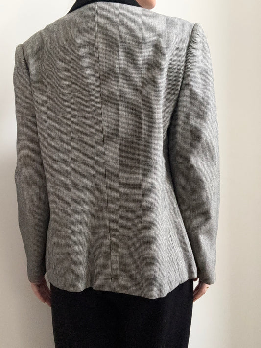 Vintage Black and White Woven Contrast Collar Blazer Size M/L