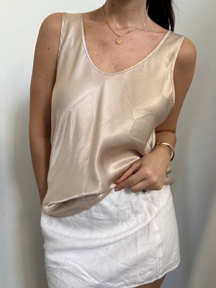 Vintage Beige Shimmer Blouse Size Medium