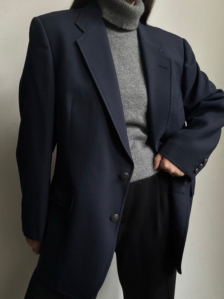 Vintage Navy Structured Mens Blazer Size Large