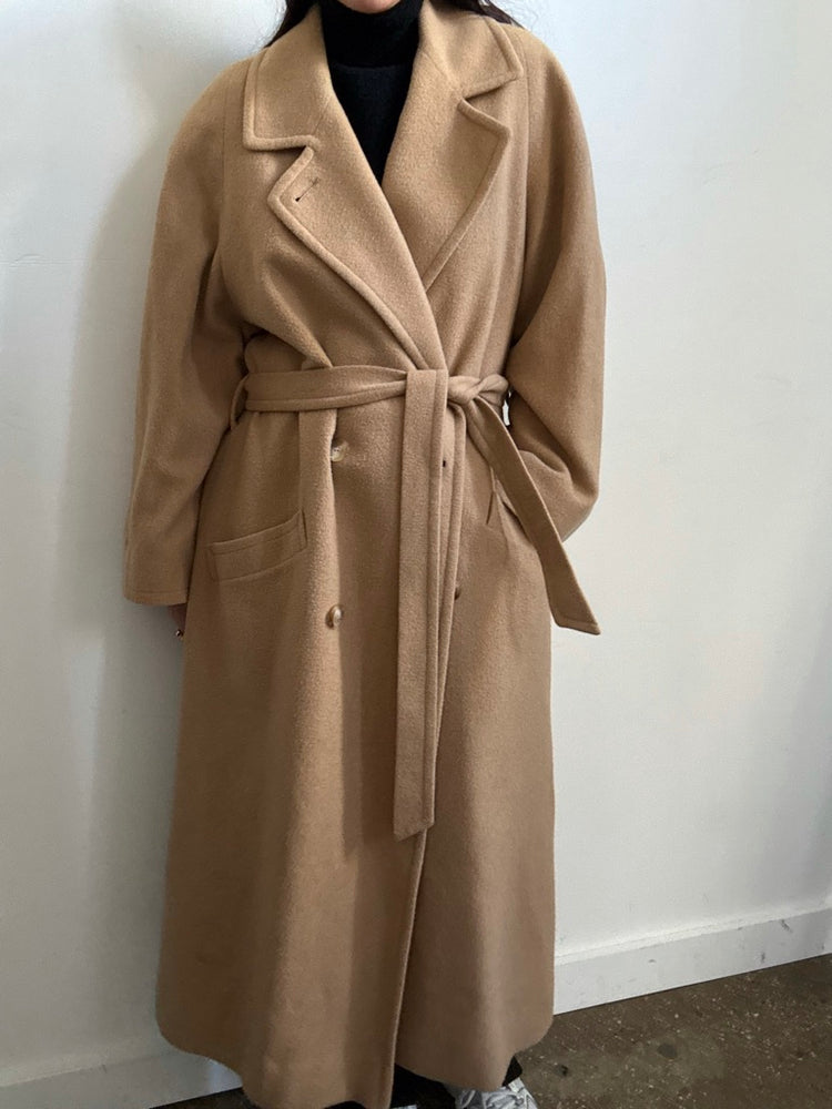 Vintage Camel Hair Belted Trench Size Medium