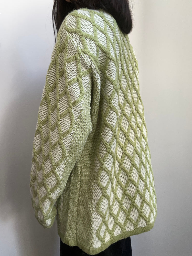 Vintage Irish Green and White Sweater Size Large