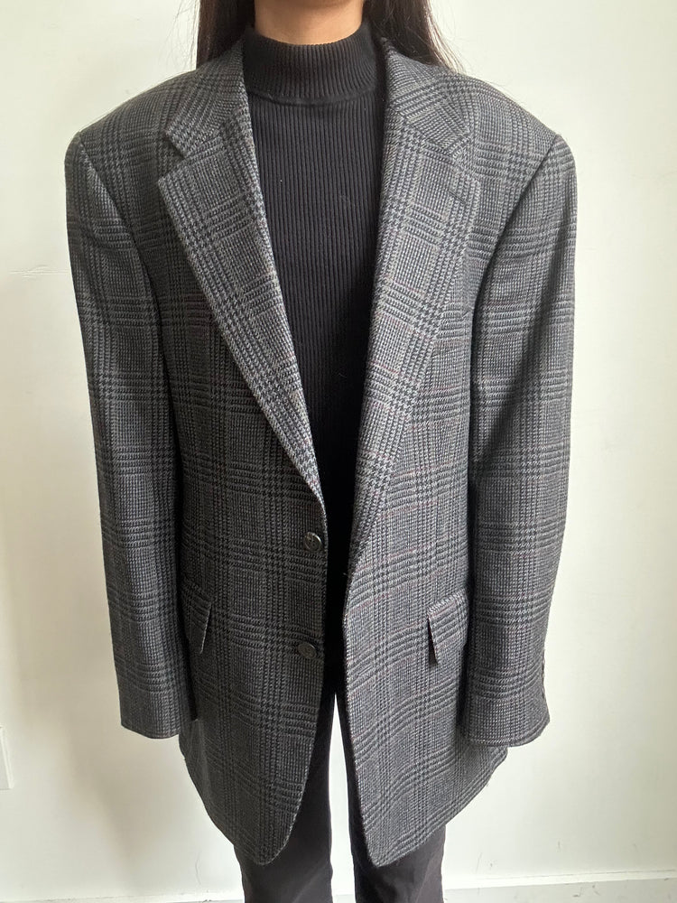 Vintage Ralph Lauren Grey Plaid Blazer Size Large