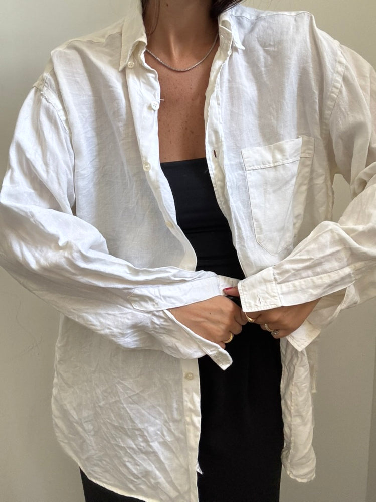 Vintage Linen Flax Blend Button-Down Size Large