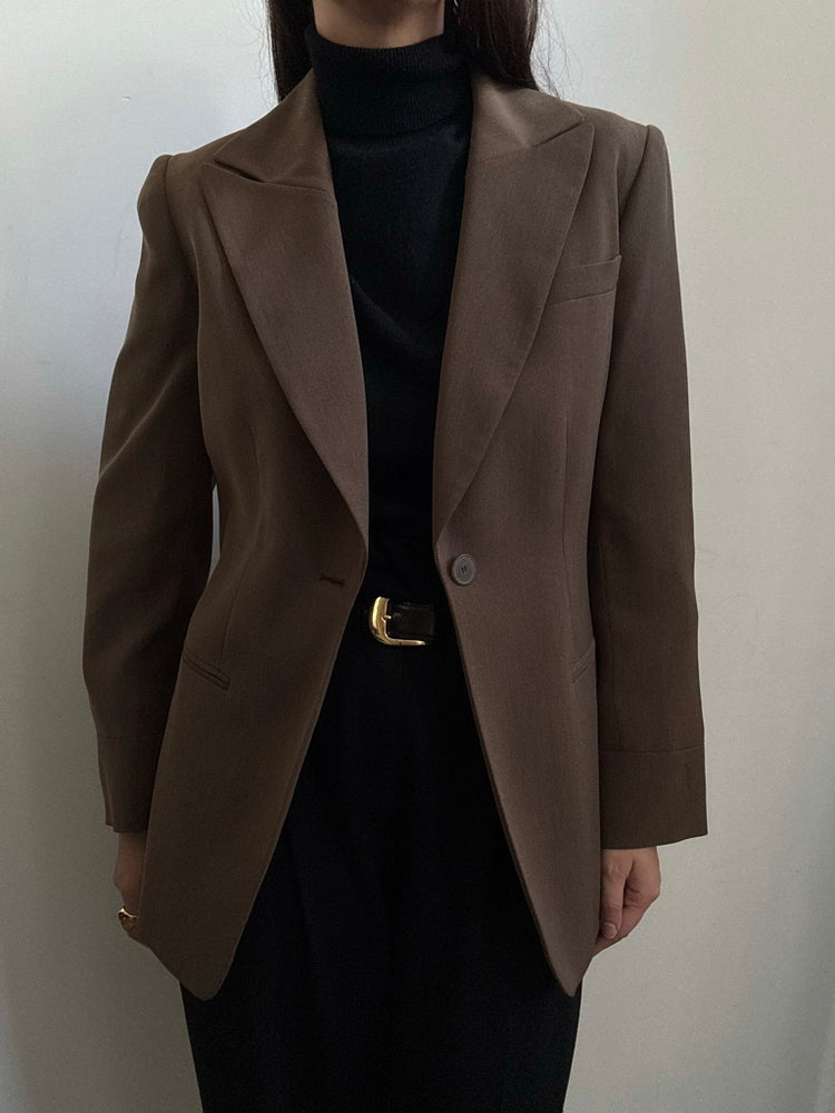 Vintage Fitted Brown Blazer Size Medium