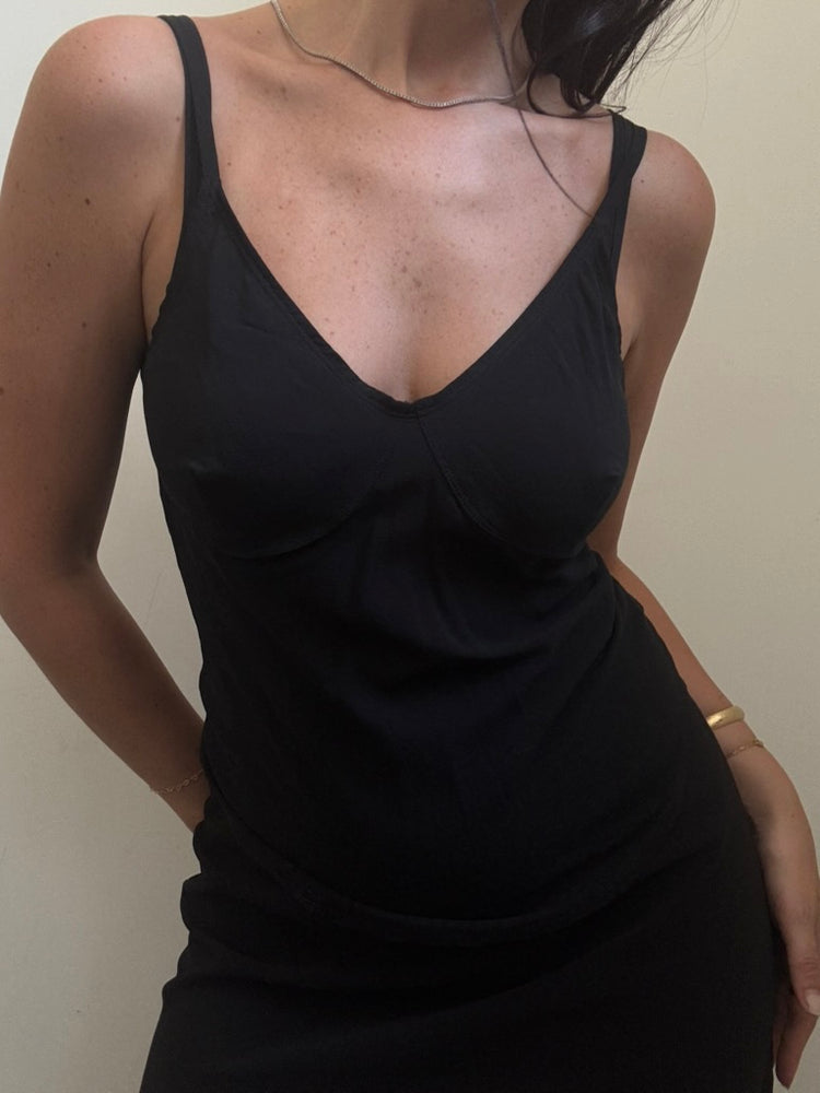 Vintage Silk Black Tank Size M
