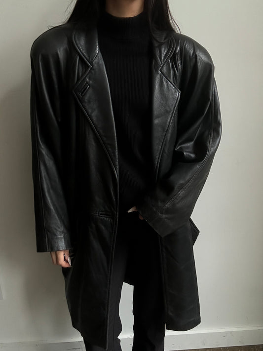 Vintage Black Leather Jacket Size Medium