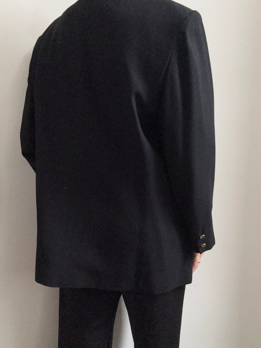 Vintage Black Blazer with Gold Button Detail Size Large