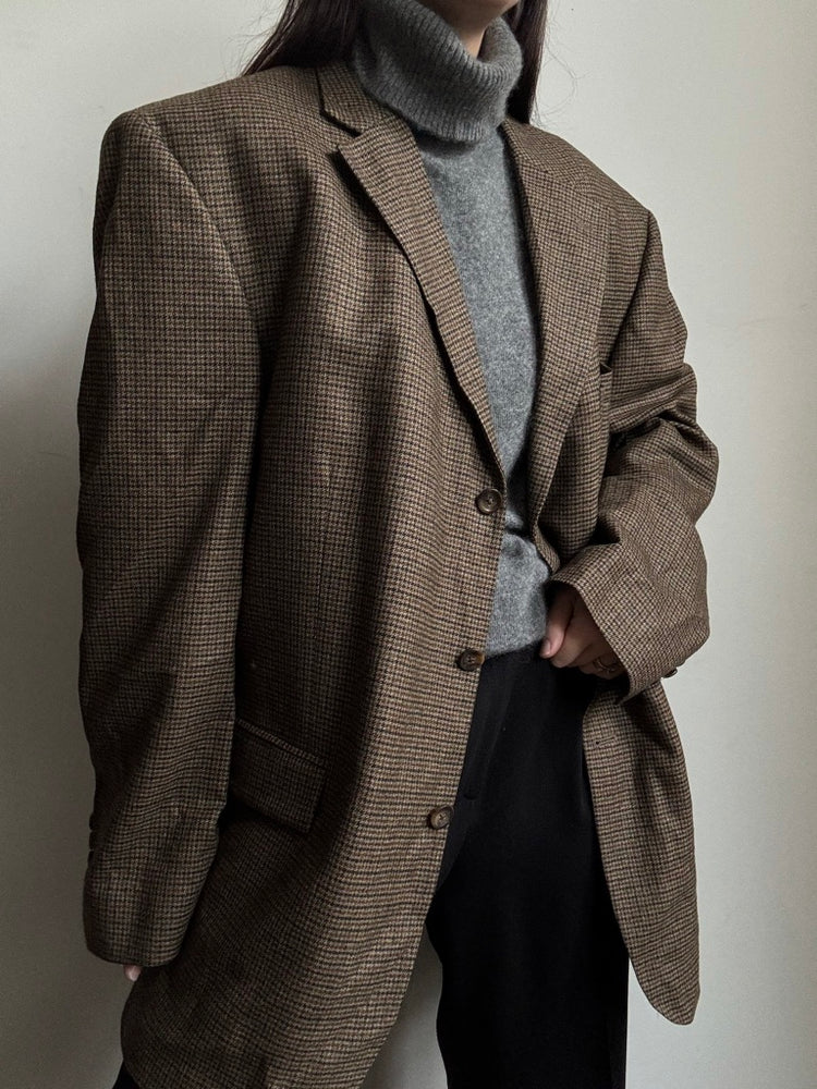 Vintage Ralph Lauren Chaps Houndstooth Blazer Size Large