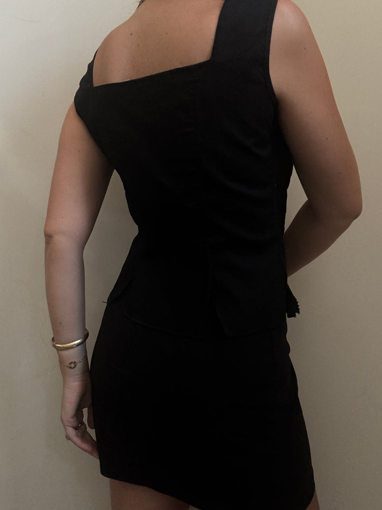 Vintage Black Linen Tank Top Size Medium
