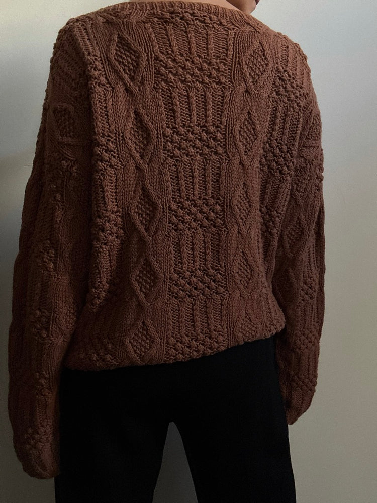 Vintage Camel Open Knit Crew Sweater Size Small