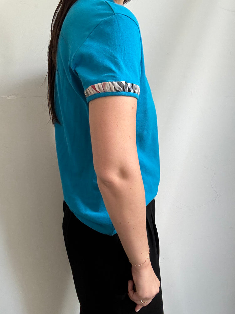 Vintage Blue Burberry Polo Shirt Size Large