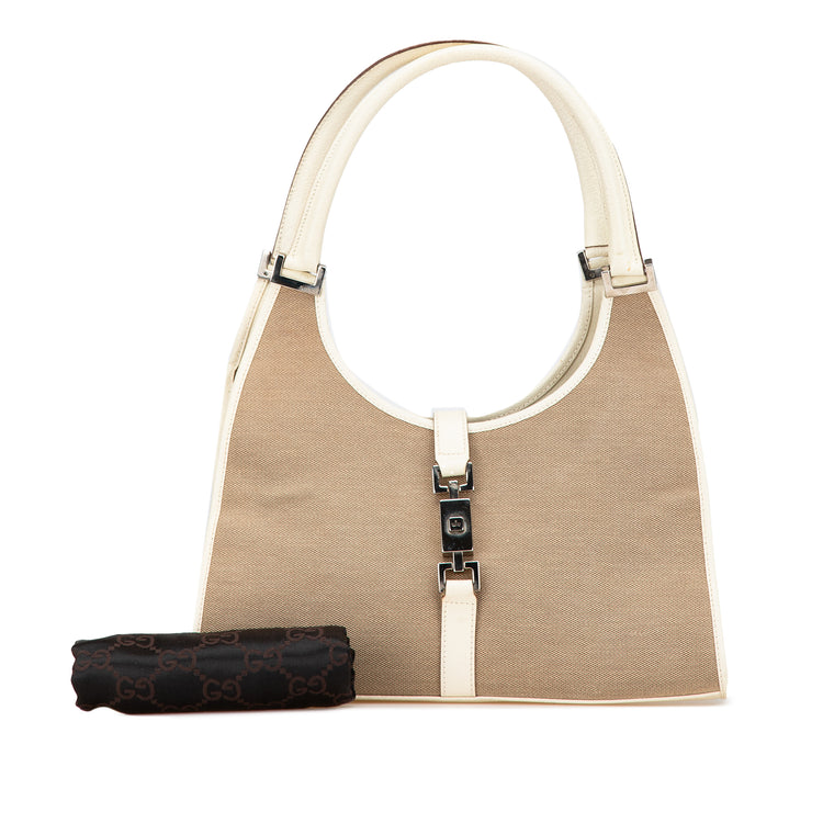Vintage Gucci Canvas Jackie Bardot Shoulder Bag