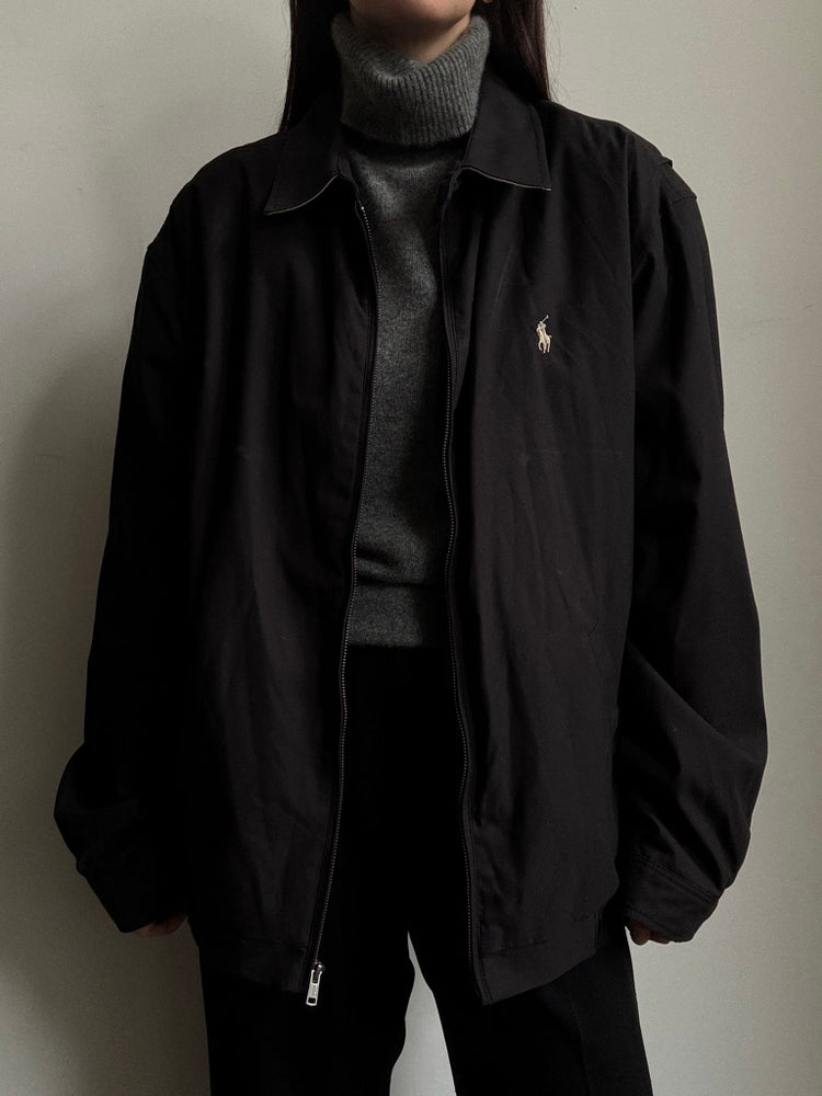 Vintage Polo Ralph Lauren Black Bomber Jacket Size Extra Large