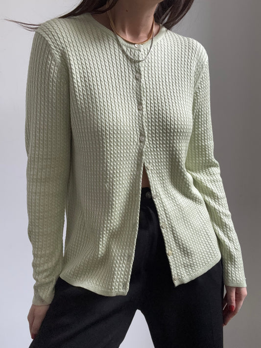Vintage Neiman Marcus Light Green Button Up Cardi Size Large
