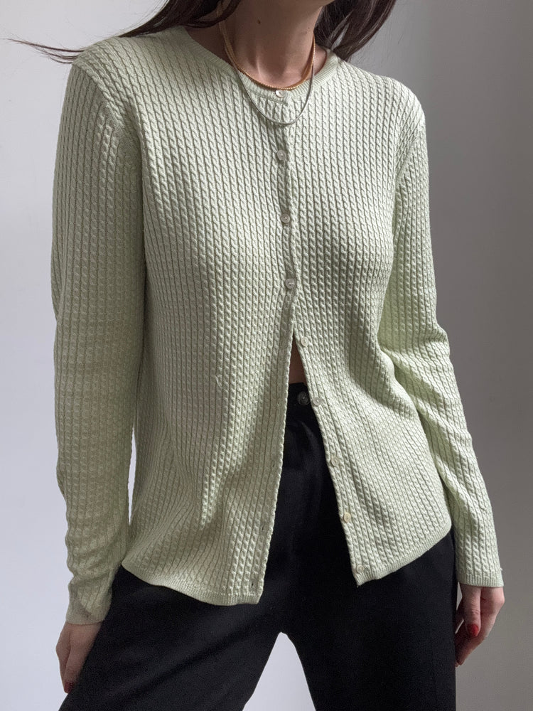 Vintage Neiman Marcus Light Green Button Up Cardi Size Large