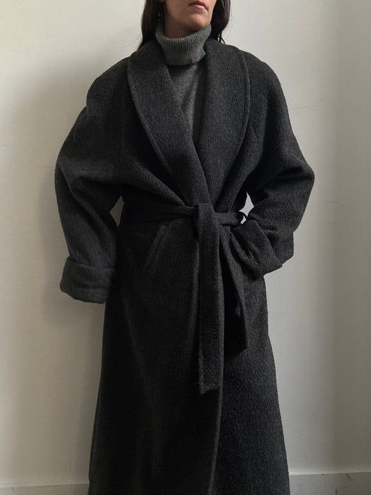 Vintage Grey Wool Trench + Belt Size Large