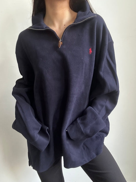 Vintage Polo Ralph Lauren Navy Blue Quarter Zip Size XXL