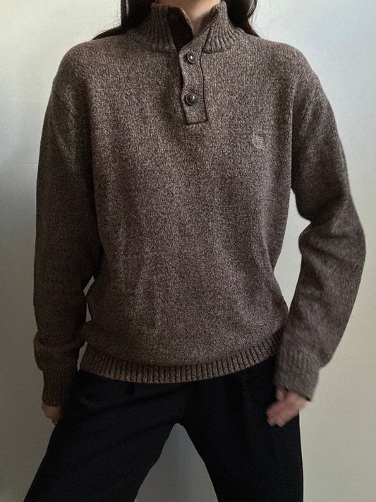 Vintage Chaps Brown Knit Cotton Pullover Size Medium