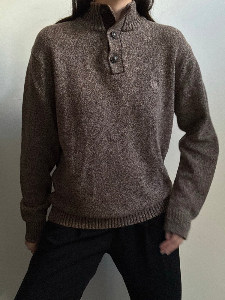 Vintage Chaps Brown Knit Cotton Pullover Size Medium