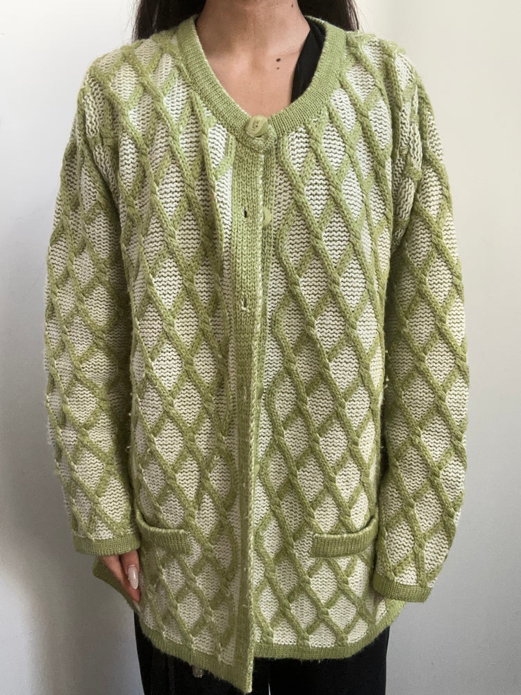 Vintage Irish Green and White Sweater Size Large