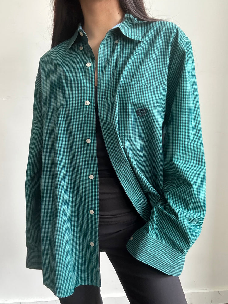 Vintage Chaps Green Plaid Button Up Size Large