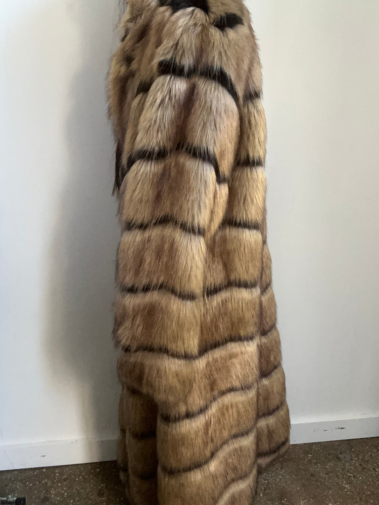 Vintage Faux Fur Tan + Black Jacket Size 2X