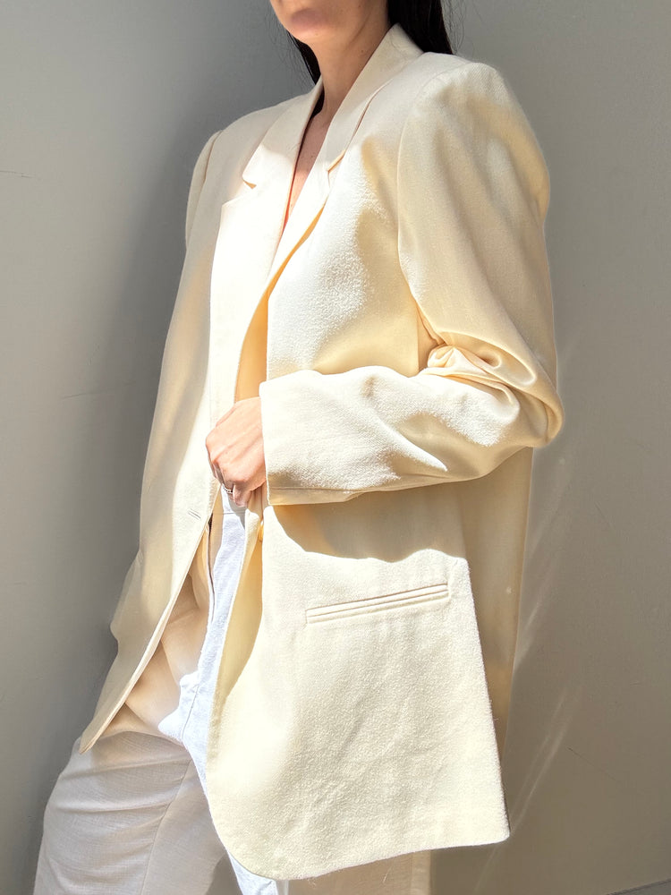 Vintage Ivory Wool Blazer Size 14