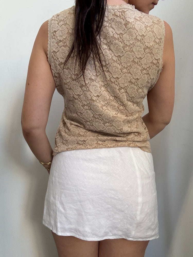 Vintage Beige Lace Top Size Medium