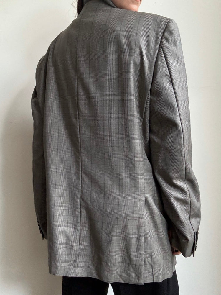Vintage Saks Grey Plaid Blazer Size Large