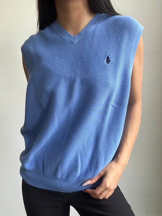 Vintage Polo Ralph Lauren Light Blue Sweater Vest Size Small
