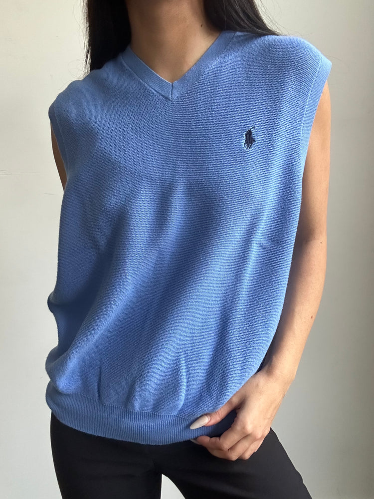 Vintage Polo Ralph Lauren Light Blue Sweater Vest Size Small