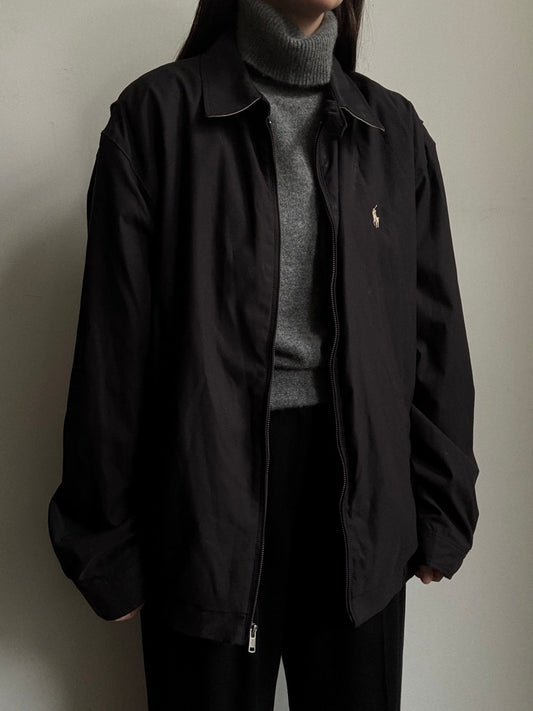 Vintage Polo Ralph Lauren Black Bomber Jacket Size Extra Large