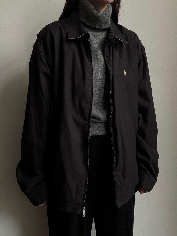 Vintage Polo Ralph Lauren Black Bomber Jacket Size Extra Large
