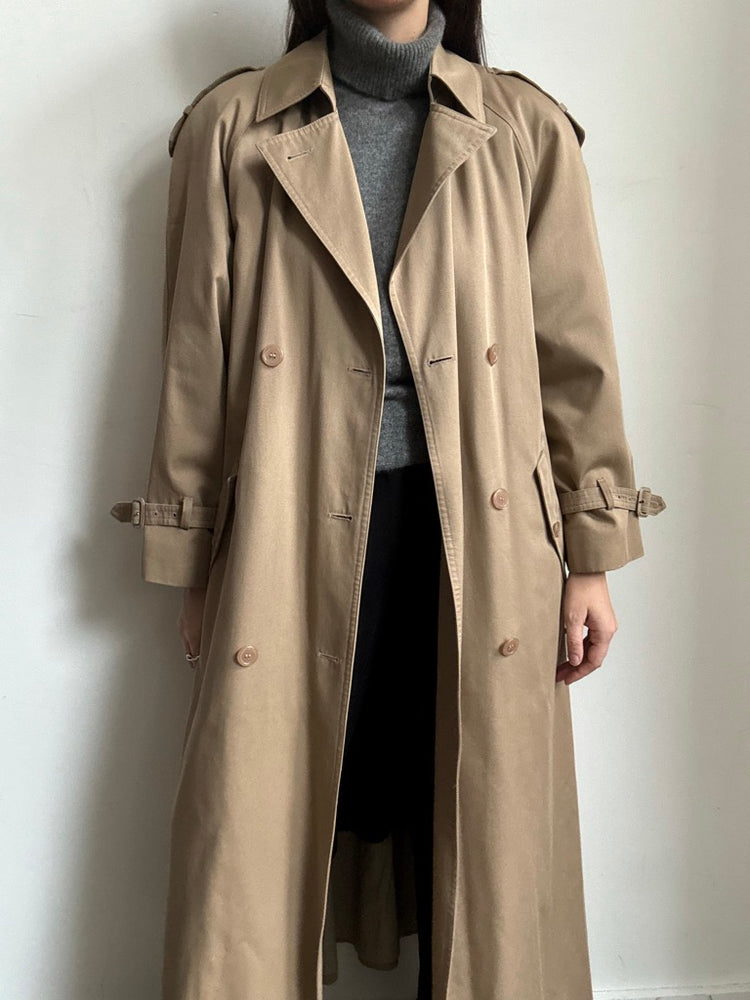 Vintage Classic Belted Beige Trench Size Medium