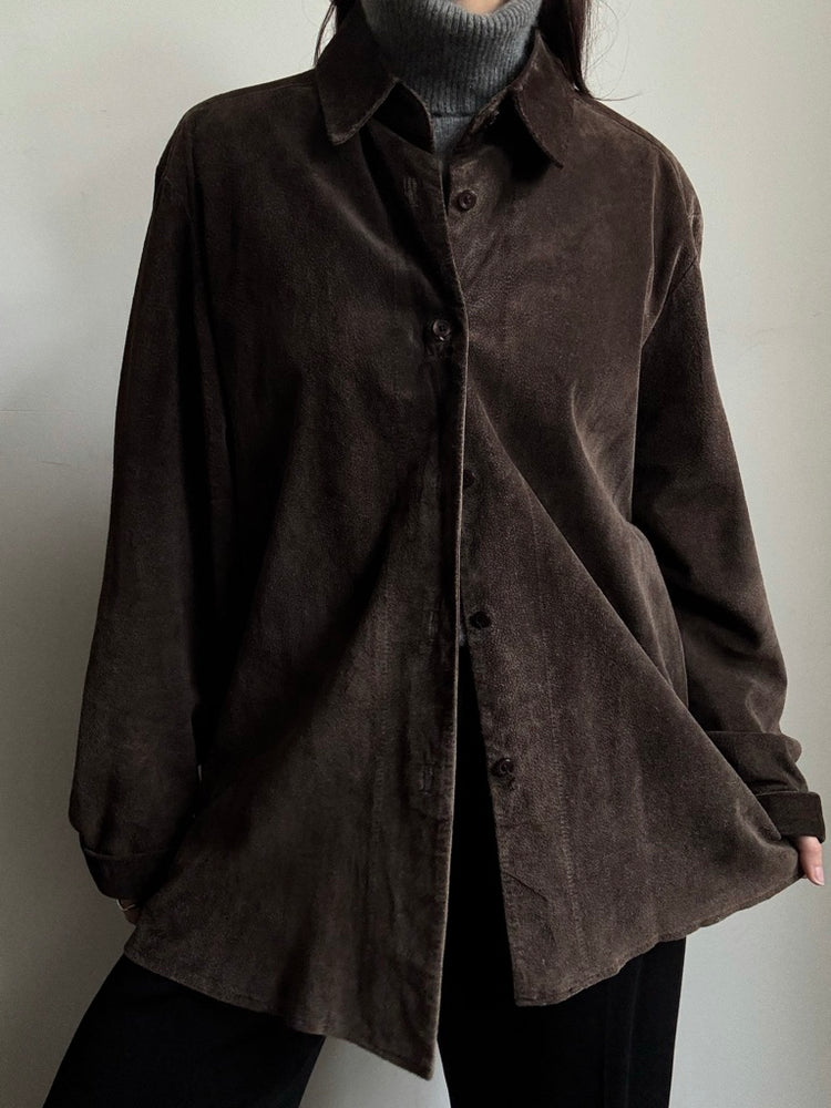 Vintage Brown Suede Button Up Size Medium