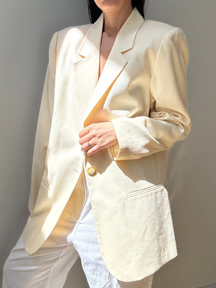 Vintage Ivory Wool Blazer Size 14