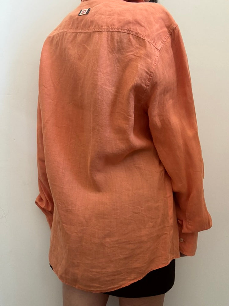 Orange Bamboo Button Down Top Size XL